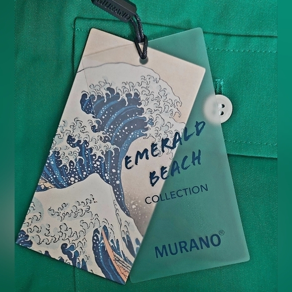 NWT Murano Green Slim Fit Mens Causal Button Short Sleeve Shirt Size Medium - Picture 7 of 10